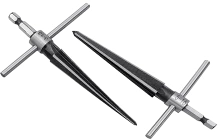 Treki 2 Stück Handlich Konische Reibahle mit T-Griffe Stahl Kegelreibahle zum Bohren Loch 3-13mm und 5-16mm, Kegel Handreibahle mit Sechskantschaft für Gitarre Holzarbeiter Bohrwerkzeug