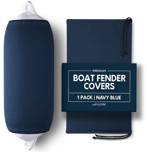 Byllstore Boat Fender Covers | 6″ x 18″, 8″ x 22″, 9″ x 26″, 10″ x 26″ & 12″ x 34″ | Black & Navy Blue | 1, 2 & 4-Pack | Polyester (1-Pack, Navy Blue, 12″ x 34″)