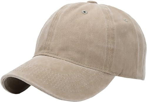 Rumnoke Baseball Caps for Men Women Adjustable Washed Cotton Baseball Cap Classic Sun Visor Hat Khaki