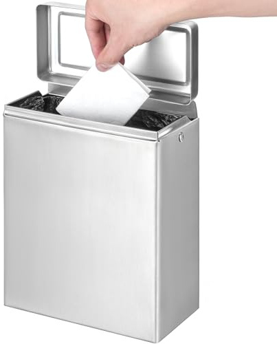 GORLARY Tamponhalter für Damenbinden, wandmontiert, Mülleimer für Badezimmer, saubere und geruchsfreie Toilette für Zuhause, Büro und öffentliche Toiletten (Edelstahl)