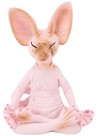 Kuuleyn Sphynx-Katze meditiert Statue Zen Yoga entspannte Pose lebendige Details Katze meditiert Sammelfiguren für Zuhause, Büro, Yoga, Zimmer, Ornamente, Geschenke (Pink)