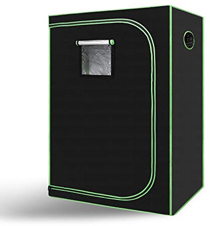 Yugodex Growzelt 120 * 60 * 180cm Growschrank Lichtdicht und Wasserdicht Homegrowing Gewächshaus für Pflanzen Reflektierende Mylar Zuchtzelte mit Belüftung Growbox Schwarz-Grün
