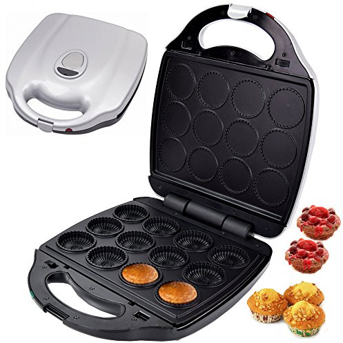 Syntrox Germany Kombigerät mit Wechselplatten, 2000 Watt Leistung, Edelstahl, Silbernes Design, Antihaftbeschichtet, einfache Reinigung, Küchenmaschine (Cup Cake)