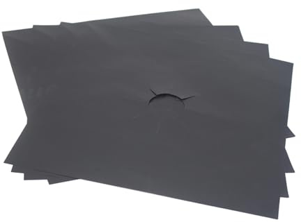 RORPOIR Lot De 12 Coussinets Protecteurs Noirs Pour Plaque De Cuisson à Gaz, Revêtement Antiadhésif, Feuilles Réutilisables Adaptées Usage Domestique Et Restauration