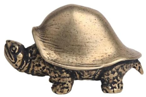JUDUOYANXIAN Vintage-Messing-Statuen, 3,7 x 2,5 x 2,7 cm, antikes Kupfer, langlebige Schildkröte, Miniaturen, chinesische klassische Messing-Schildkröte, Ornamente, Vintage-Tier-Briefbeschwerer