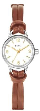 BUREI Mini Armbanduhr Damen Klein mit Lederarmband – Japanisches Quarzwerk & Handgemachtes Echtleder – Elegante Analog Uhr