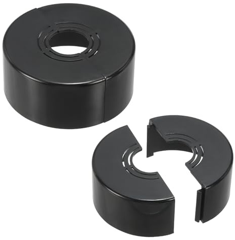 PATIKIL Rohrabdeckung Wand Split Flansch 20mm/25mm/32mm, 2 Stück Rohrmanschette 30mm dickes Zuschneidbares ABS Runde Armaturen-Abdeckung für Wasserhahn Küchen Dekoration, Schwarz