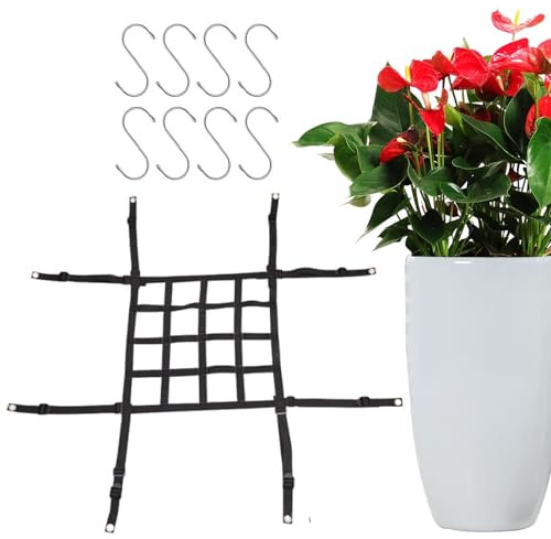 Vriusi Ajustable Plant Lift Net Plant Lift Insert Net Plant Hanger with Hooks Plant Riser for Large Pots Réglable Height Plant Support Plant Drainage Riser Insert Large Conteneur Plant Support Pl