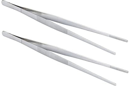Alipis 2pcs Food Clips BBQ Tongs Salad Tongs for Serving Stainless Steel Dish Grippers Long Handle Food Tweezers Practical Cooking Tweezers for Home and Restaurant