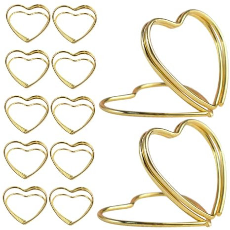 DINHEAROM 25stücke Herzförmiger Tischkartenhalter Aus Metall Fotohalter Für Hochzeiten Geburtstage Visitenkartenständer Bildständer Für Schreibtisch Kartenständer Postkartenhalter