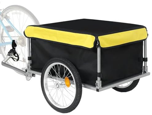 Cykellastvagn Med Avtagbar Kåpa (Belastning: 60 Kg), TVåhjulig Cykelbagagevagn, För Camping Och Shopping