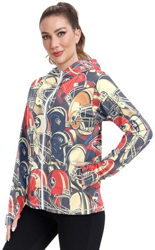 senya Women's Sun Protection Hoodie Jacket American Football Helmet Long Sleeve Sun Shirt