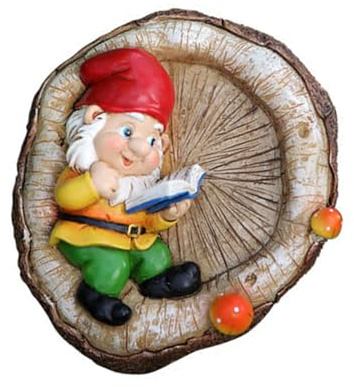 Zeizafa Gnomos de lectura para decoración de caras de árbol, estatuas de patio al aire libre, para colgar en resina y macetas de jardín