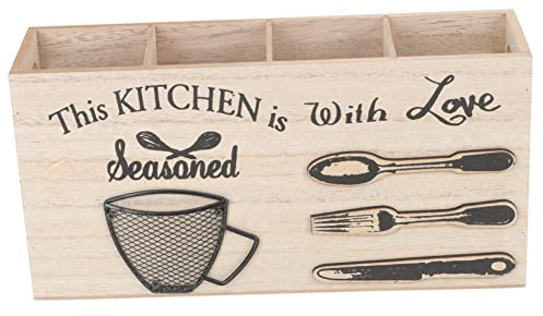 OUNONA Wooden Cutlery Box Multi-grid Utensil Organizer Household Kitchen Storage Case Countertop Wedding Table Centrepiece
