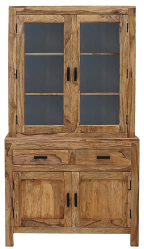 RAAVI Vitrine Rami 100x180x50 aus indischem Sheesham-Massivholz