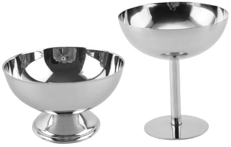 Hohopeti 2pièces Gobelets à Glace Acier Inoxydable Lot De Support à Dessert Saladier Délicat Récipient à Cocktail