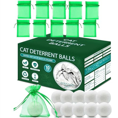 Cat Deterrent – Indoor/Outdoor Use for Preventing Cat Dog Peeing/Digging, Safe Plant Protection for Garden/Lawn/Yard (White 10pcs)