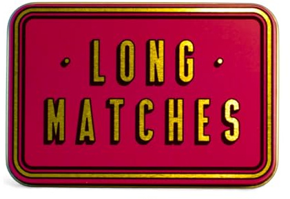 TINIT Long Matches Tin | Storage Box Match Firelighter Metal Lighter Gift Storage Funky Unique Present Birthday Christmas Home Housewarming Aesthetic Kitchen Decor | Long Matches (Gold on Burgundy)