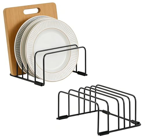 TIE-DailyNec 2 Pièces Support Métallique pour Planches à Découper, Support de Rangement avec 5 Emplacements, Support pour Planches à Découper pour Plan de Travail de Cuisine