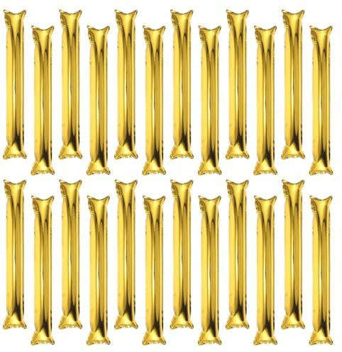 VICASKY 32 Pcs Inflatable Fan Cheering Sticks, Golden Aluminum Film Noise Makers for Football Games and Sports Events, Reusable Beating Sticks for Stadium Events