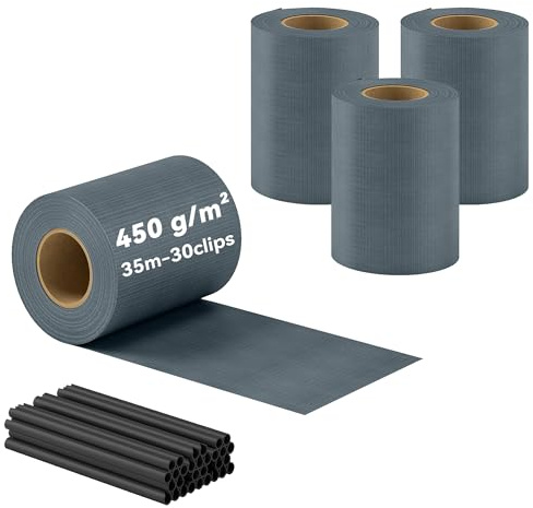 Outsunny Brise-Vue PVC Rouleau Occultant 140m 450g/m² 120 Clips Gris