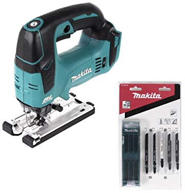 Makita DJV 182 Z Scie sauteuse sans fil 18 V Brushless Solo + 14 lames de scie – sans batterie, sans chargeur