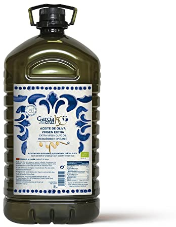 GARCÍA DE LA CRUZ Aceite de Oliva Virgen Extra Ecológico, Garrafa PET 5L | Variedad de aceitunas. Ideal para cocinar. Procedencia Montes de Toledo, España. Envase de PET reciclado.