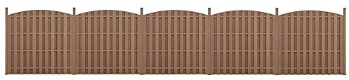neu.holz WPC Gartenzaun mit Rundbogen und Pfosten 185x932cm Braun Sichtschutz Windschutz Lamellenzaun Zaun