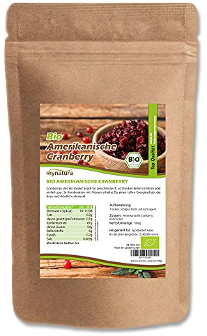 Mynatura Bio Cranberries getrocknet 1000g – Fruchtige Premium-Beeren aus kontrolliert biologischem Anbau I Ideal für Müsli, Backen, Snacks & Saucen I Ohne Zusätze & vegan (1000g)