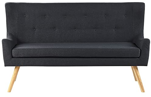 2-sits Kökssoffa Svart Polyester Ljust Trä Ben Bänk Skibby