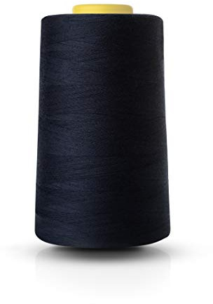 Realm Lot de 4 bobines de fil en polyester pour machine à coudre Simple - Longueur 4 572 m - Blanc Noir Naturel Bleu Marine Rouge (Bleu Marine)