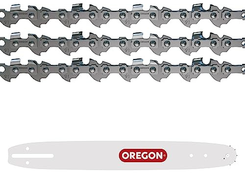 Oregon Lot de 3 Chaînes et 1 Guide de Tronçonneuse - Chaîne 3/8 Low Profile, 0.50 pouces (1.3mm), 56 maillons avec Guide A041 de 40cm, compatible avec Husqvarna, Ryobi, Dolmar, Einhell et autres