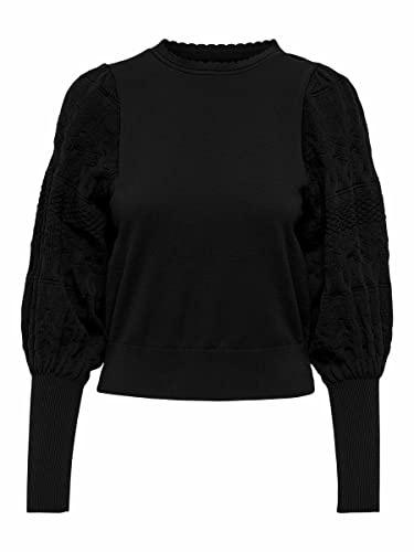 Only ONLMELITA L/S O-Neck Pullover KNT Noos, Suéter pulóver De Las Mujeres, Black, L