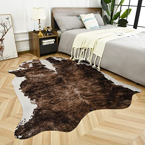 Easycozy Teppich aus Rindsleder, großer Kuhdruck, 12 x 150 cm | Verdicktes Gummiband für Schlafzimmer, Wohnzimmer, Heimbüro, westliche Dekoration