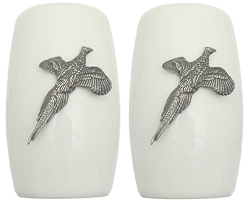 Pheasant China Salt and Pepper Shakers Cruet Set Modern White CSP 268