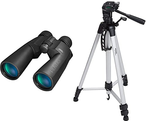 Pentax 20X60 SP WP Jumelles Portée 38 m & Amazon Basics Trépied léger de 152 cm pour Appareil Photo, Reflex numérique et Jumelles, avec Sac de Transport
