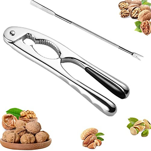 May Huang Casse Noix, Pince Noix,Casse-Noisette Casse Noix en Métal,Casse-Noix en Acier Inoxydable,Pince Noyer idéal pour secs à Coques comme des Noix, amandes,Noisettes (B)