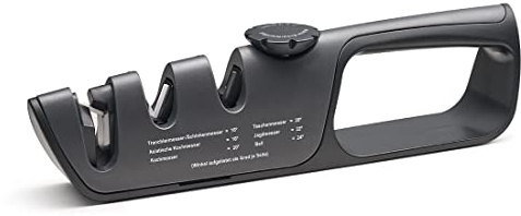 Kuppels Messerschärfer FLEX SHARP, stufenlose Winkeleinstellung, Schwarz | Geeignet für Tranchiermesser, Kochmesser, Japanmesser, Jagdmesser, Taschenmesser, Beile und sogar Scheren