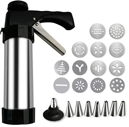 BestAlice Spritz Kit de presse à biscuits pour pâtisserie, ensemble de presse à biscuits avec 13 disques à biscuits et 8 douilles, machine à biscuits et décoration