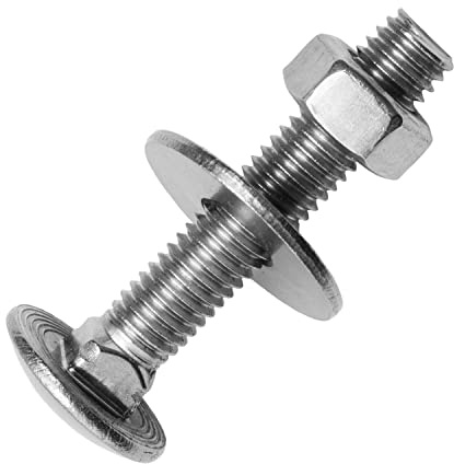 Techtanium® Schlossschrauben M6 x 70/70 mm inkl. Sechskantmuttern und großen Unterlegscheiben M6 aus Edelstahl A2 (20 Stück) | Schrauben | Muttern | U-Scheiben | DIN 603 & DIN 934 & DIN 9021
