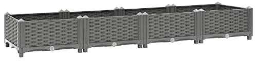 vidaXL Arriate, Jardinera Rectangular, Macetero para Flores Verduras Plantas, Maceta de Jardín, Polipropileno Gris Claro 160x40x23 cm