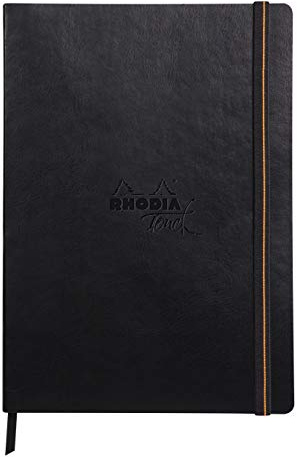 Rhodia 116175C - Rhodia Touch Skizzenbuch Mixed Media Book, DIN A4 Hochformat, 20 Blatt Paint'ON-Papier extraweiß 250g, ideal für Mischtechniken und Kunst, Schwarz, 1 Stück