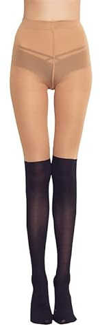 Sahabowi Fake holdups Sheer Tights For Women, High Waist Pantyhose, Vintage Stockings, LW2023041009, Black holdup skin color, 1pcs