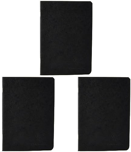 Clairefontaine 733101C Heft AgeBag (DIN A5, 14,8 x 21 cm, blanko, ideal für Ihre Notizen und Zeichnungen, 48 Blatt) 1 Stück schwarz (Packung mit 3)