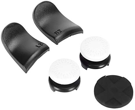 5 in 1 Thumb Stick Grip Key Cap, accessori colorati in silicone di ricambio, tappi con copertura per joystick L1 R2 Trigger Extender per controller PS5 (bianco)