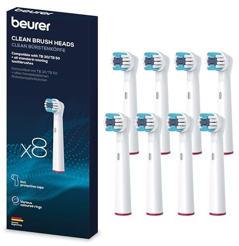 Beurer TB 30/50 Cabezales de cepillo de dientes Clean, Pack de 8