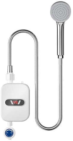 Calentador de agua instantáneo Pantalla digital LCD Termostática Ducha Dispositivo de calentamiento de agua Baño Impermeable Máquina de calentamiento rápido sin tanque de acero