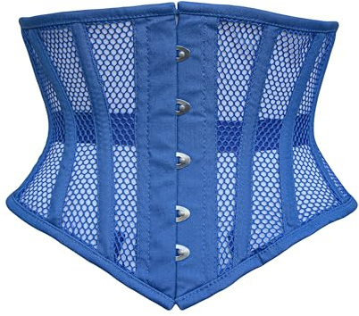 Hi-GERMANWEARS Hi-46 kvinnors underbyst svart bomull nät stål bened body midjeformare träning midjekorsett (DE/NL/SE/PL, alfanumerisk, XS, regular, kungsblå)