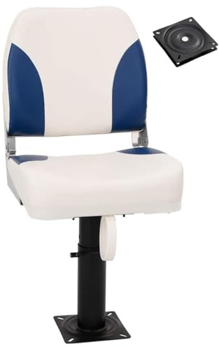 vidaXL Sedile per Barca con Supporto Altezza Regolabile Girevole 360°, Sedile Capitano Barca con Supporto, Sedile Barca con Supporto Girevole, Sedia per Barca con Supporto
