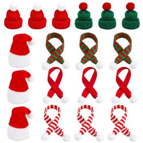 Mecctuck Mini Weihnachtsmütze und Schal Set, Weihnachts Haarschmuck, Mini Weihnachtsmannmütze, Haarspangen Weihnachten, Haarspangen Mädchen, Klein und Süß,Weihnachten Kleinigkeiten für Mädchen Damen